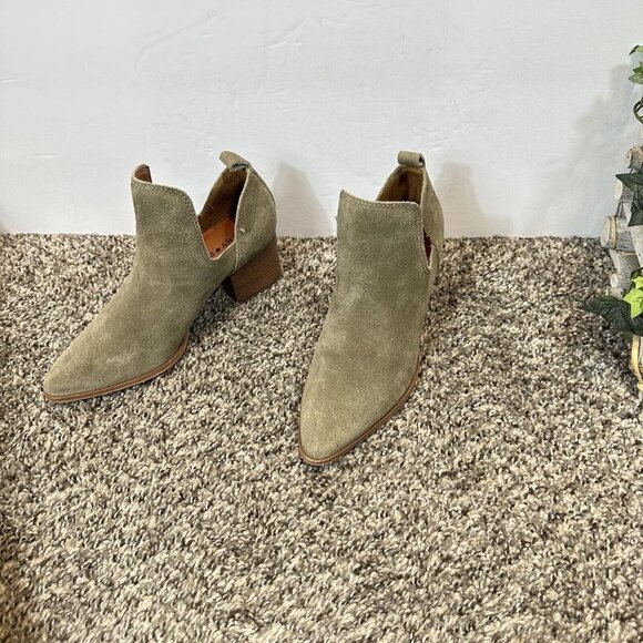 Lucky Brand Jorry Women's Ankle Boots Size 5.5 M Green Suede Leather Block Heel - Picture 2 of 11